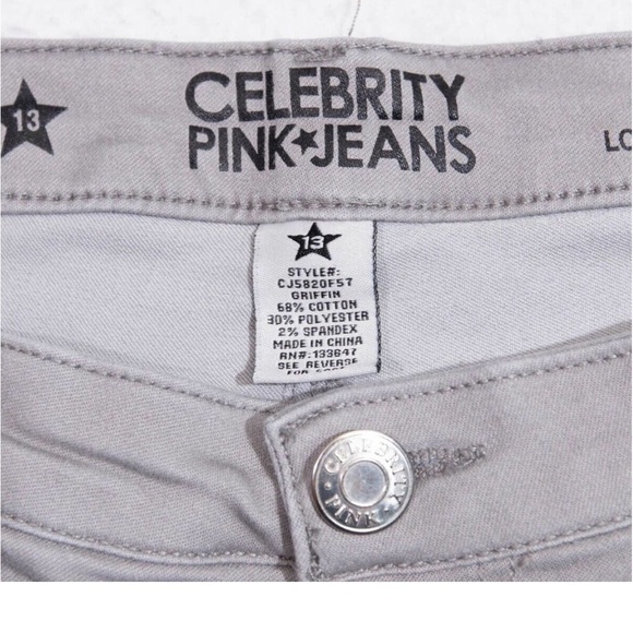 Celebrity Pink Jeans Womens 13  - 33x30 Low RIse Skinny Light Gray - Picture 4 of 9